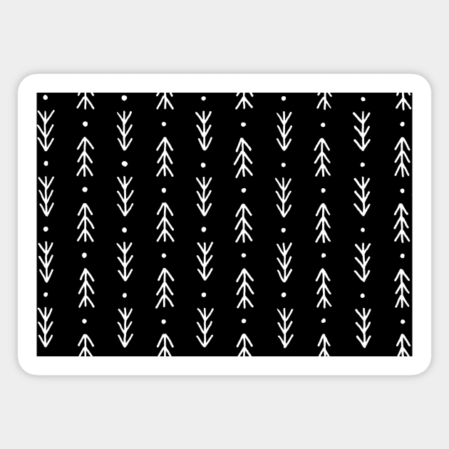 Pine leaves zig-zag - Black Sticker by PolitaStore